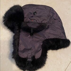Wigens Unisex Aviator Trapper Black Faux Fur Hat 58
